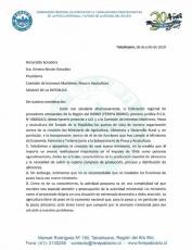 Carta enviada a Presidenta de la Comision de Pesca e Intereses Marítimos