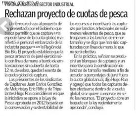 La captura de jurel de la pesca artesanal es minima